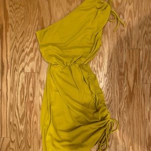 Mustard cinched one shoulder dress